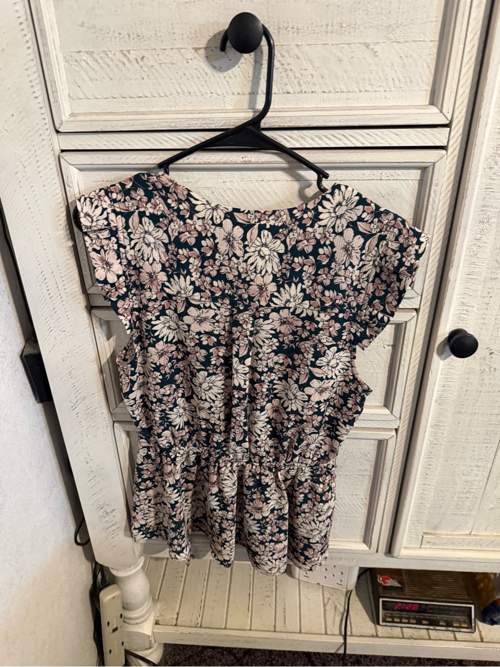 Monteau Floral Peplum Blouse - Black, Blush, Cream